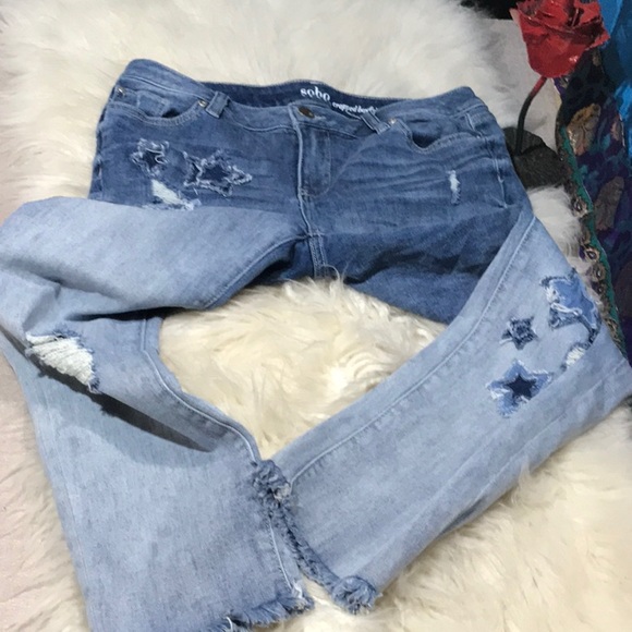 NY & Company SOHO boyfriend jeans distressed cropped stretch - Picture 5 of 9